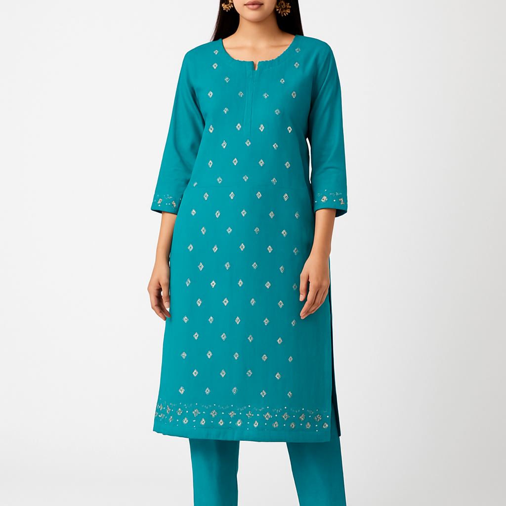 Mirror Work Cotton Kurta